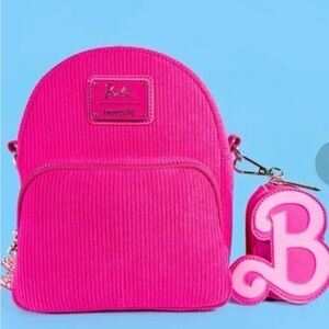 Loungefly Barbie Corduroy Hot Pink Convertible Backpack NWT